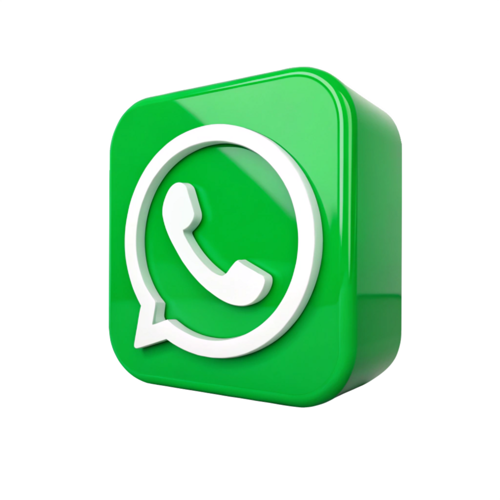 3D WhatsApp Icon Green Glossy Square Button, Instant Messaging App Symbol png