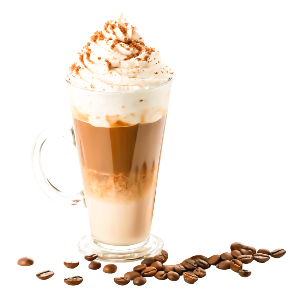 Iced Latte with Whipped Cream and Chocolate Shavings Coffee Drink Photography png