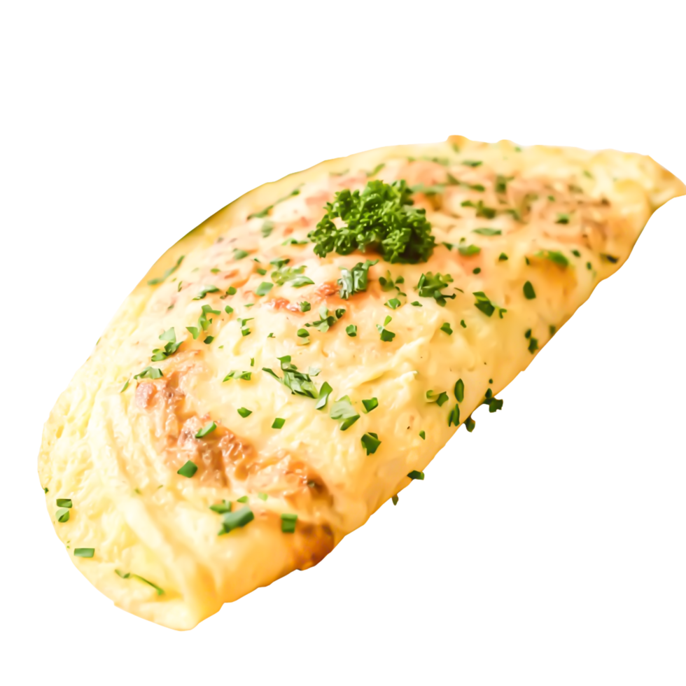 Delicious Creamy Omelet with Parsley Garnish Gourmet Breakfast Food Photography png