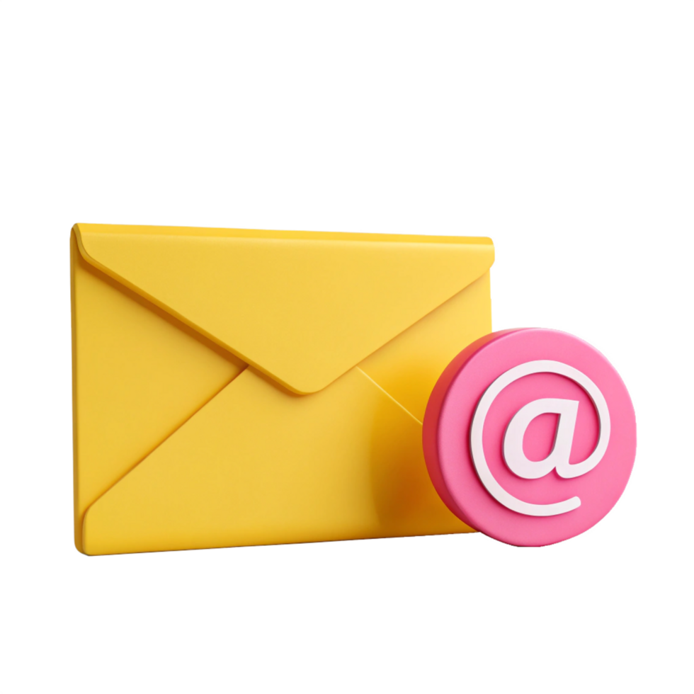 3D Render of Yellow Envelope and Pink Email Symbol Modern Communication Icon png