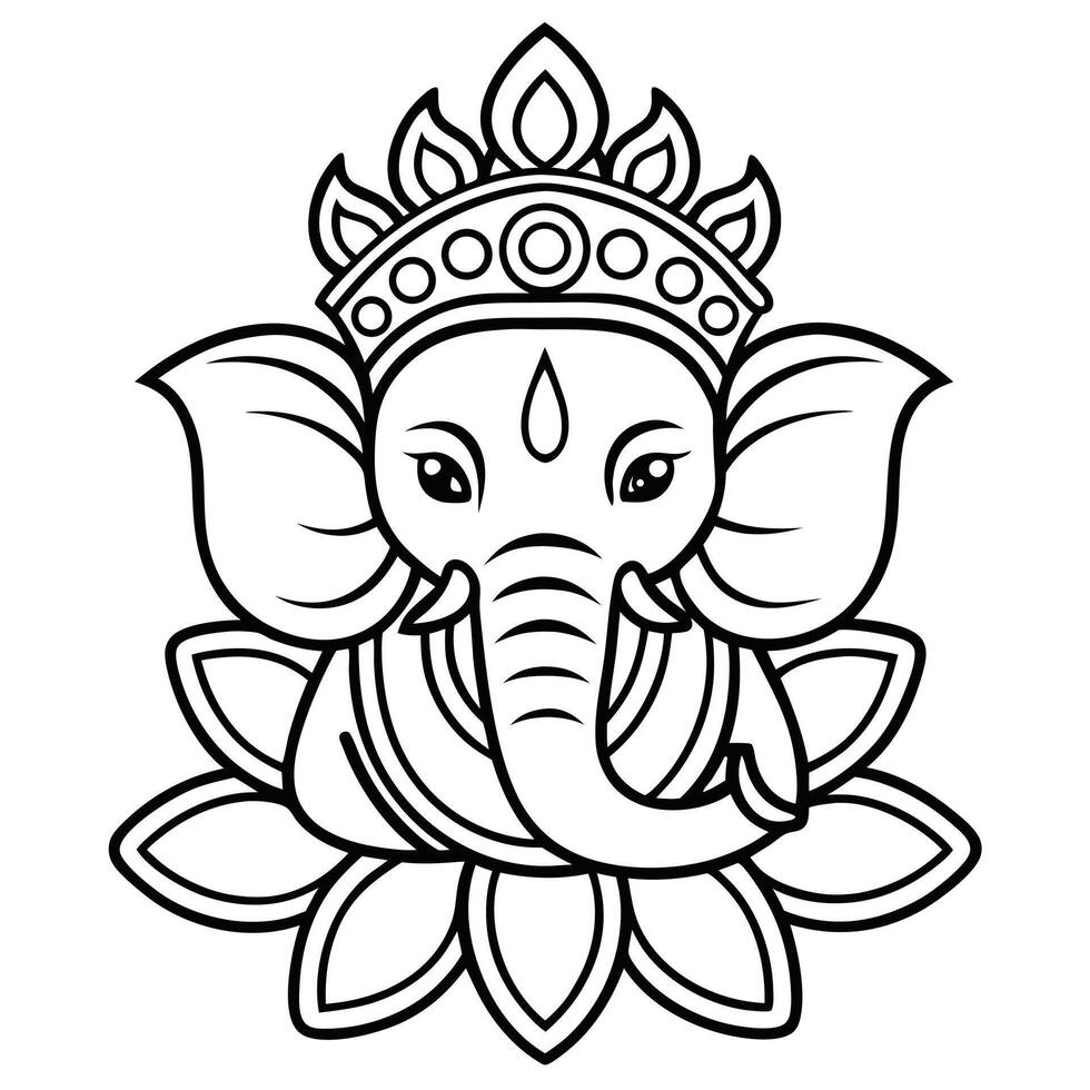 Indian Hindu Ganesh god illustration silhouette design. vector
