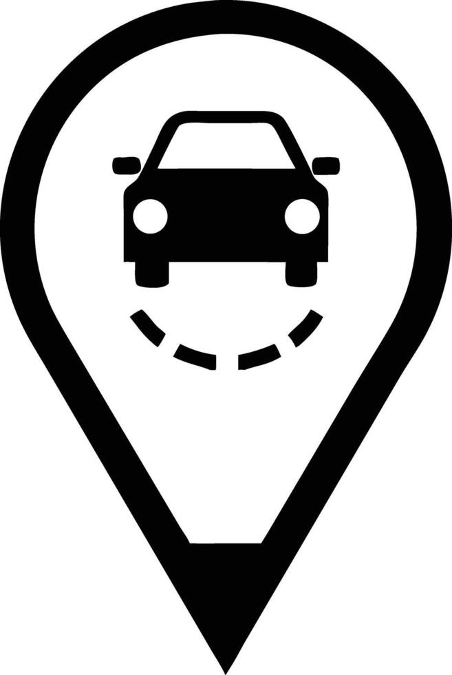car location pin icon in solid style outline style silhouette design. vector