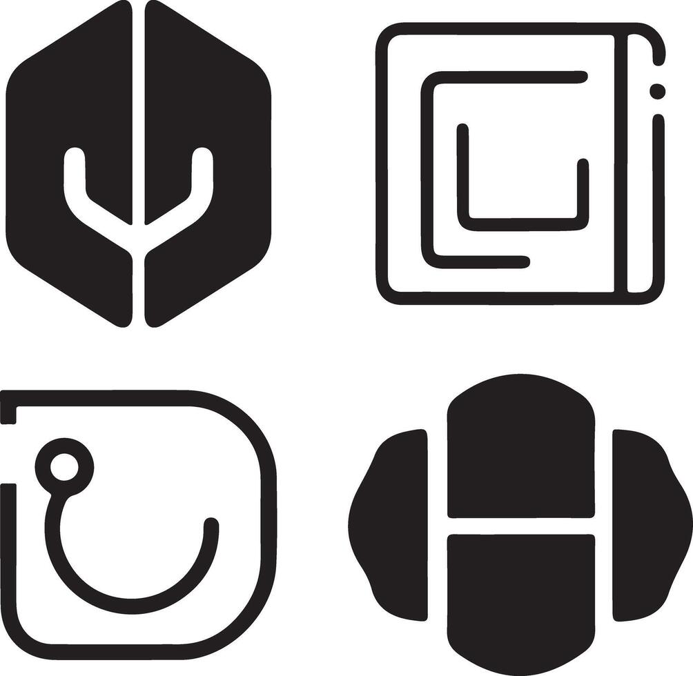 Four Simple Black Line Icons for Various Applications vector