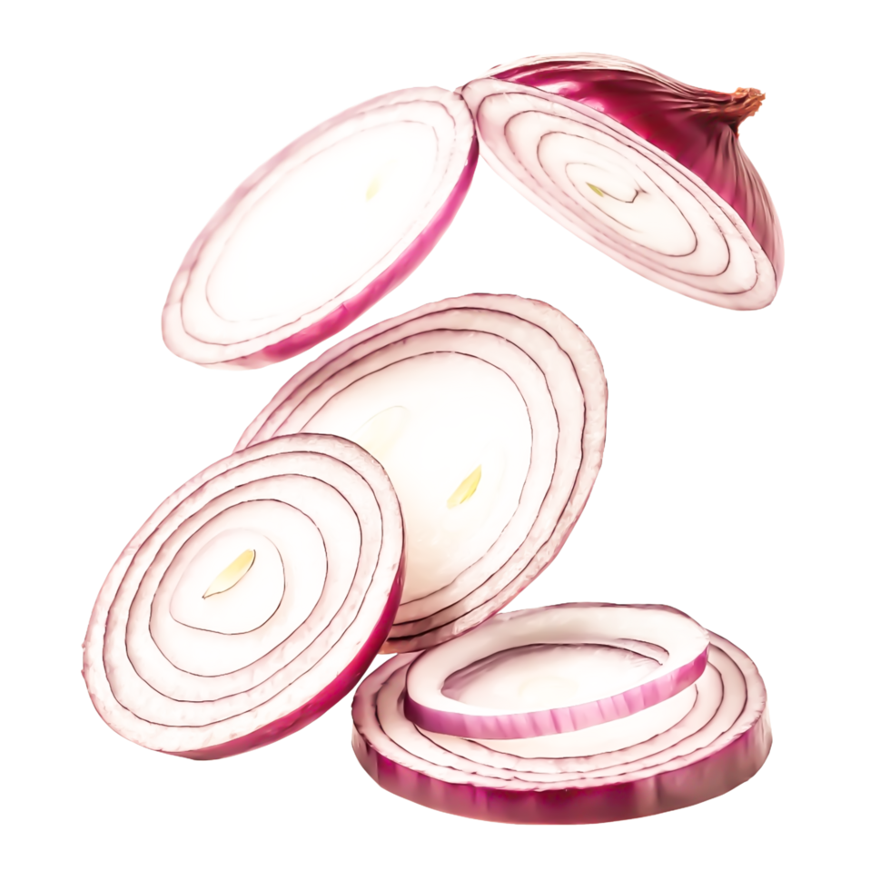 Red Onion Slices Falling Fresh Food Photography for Culinary Use png