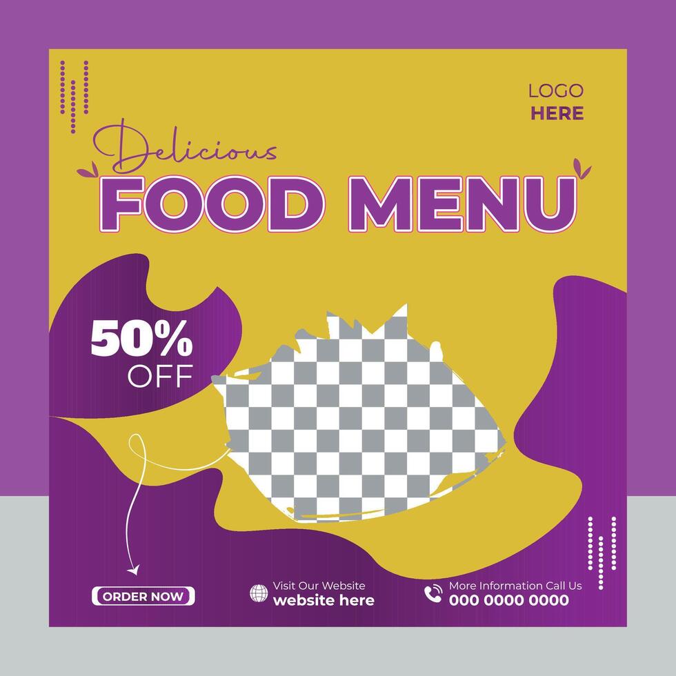 Food Menu and Modern Social Media Post Template Design vector
