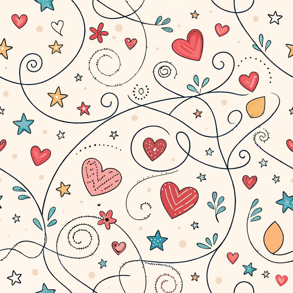 Seamless pattern with hearts and stars vector