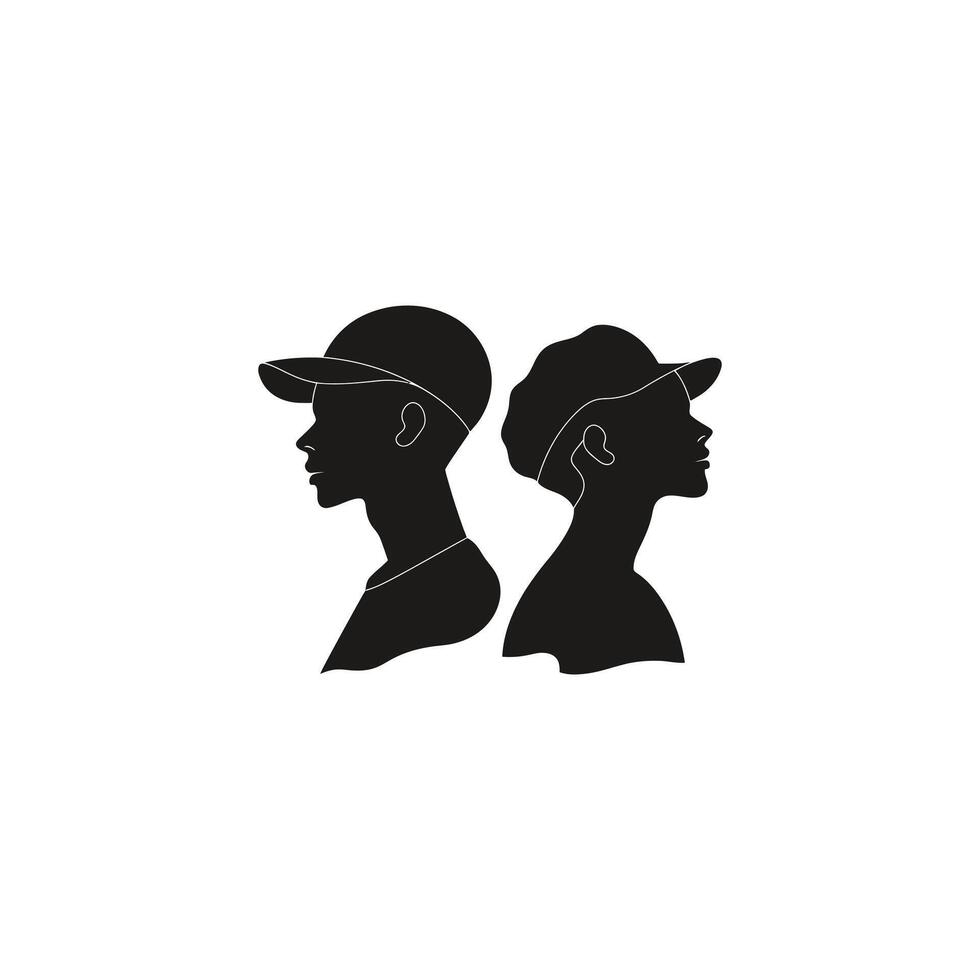 A profile of two woman black illustration vector