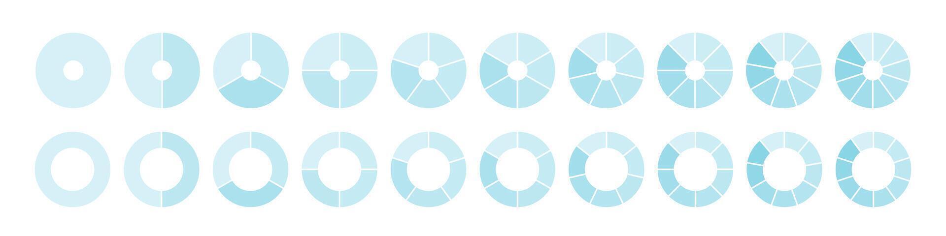 Dividing diagram equal parts from 1 to 10 blue, Cyclical pie chart wheel infographic, illustration vector