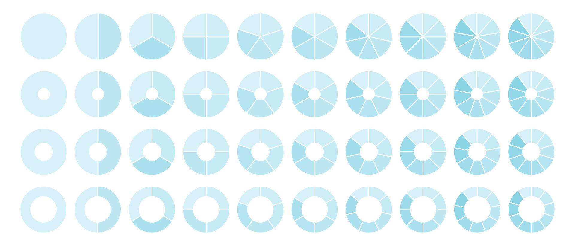 Dividing diagram equal parts from 1 to 10 blue, Cyclical pie chart wheel infographic vector