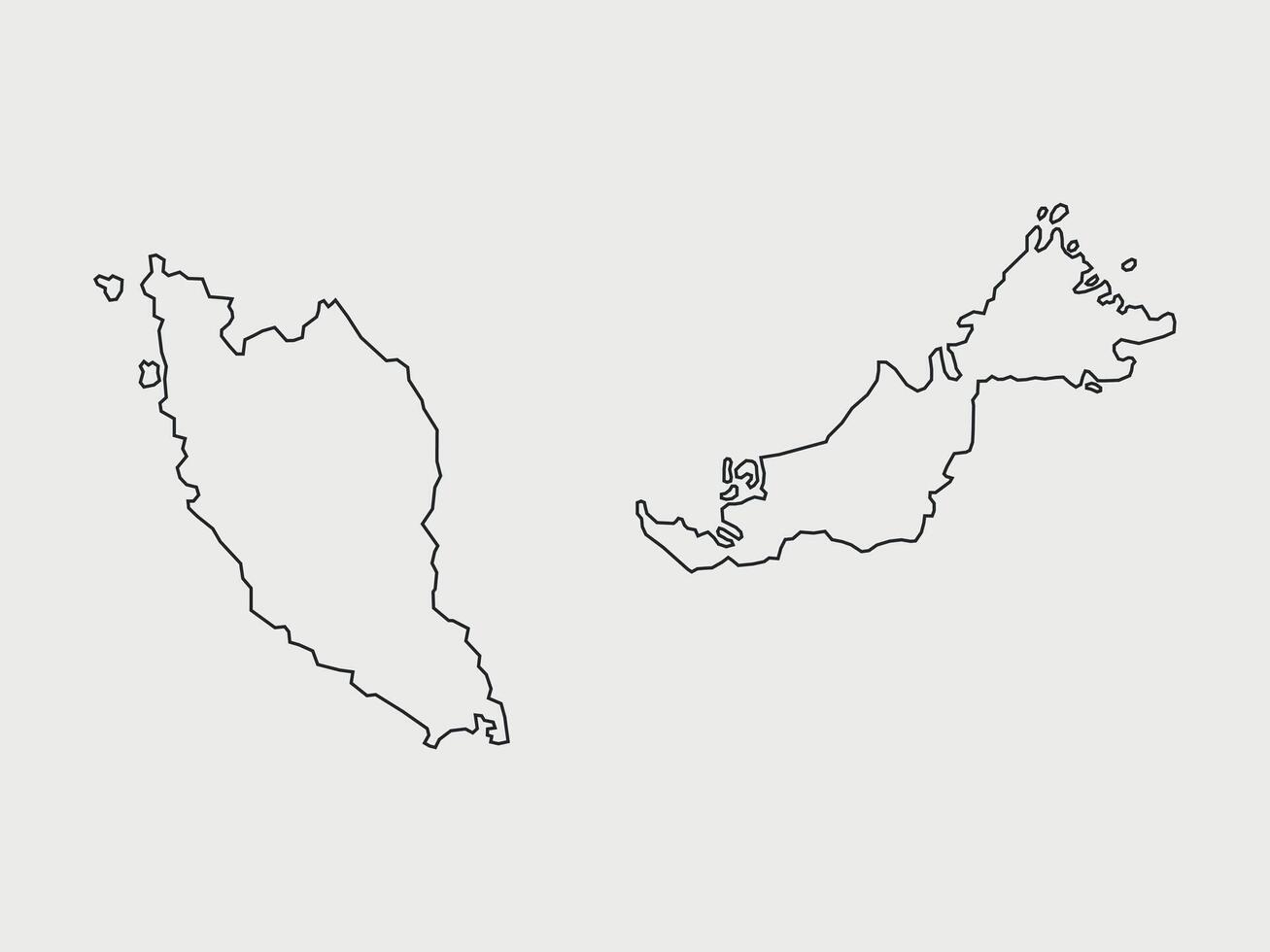 Illustration a map Malaysia territories. White flat design isolated on white background. Highly detailed illustration vector