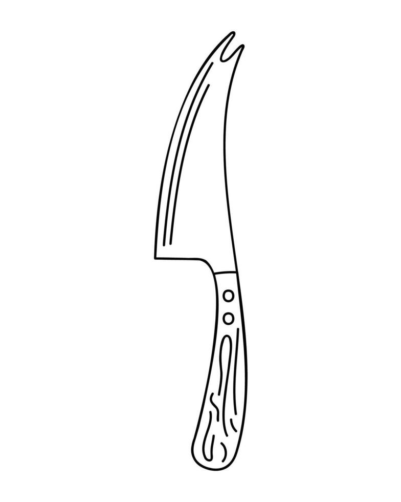 Universal cheese knife. Hand drawn black outline clipart for your projects. vector
