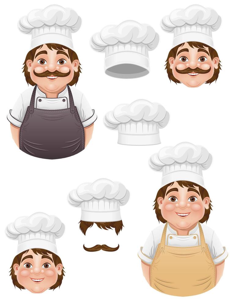 chef man preparing dishes and food in the kitchen cooking illustration isolated on white background vector