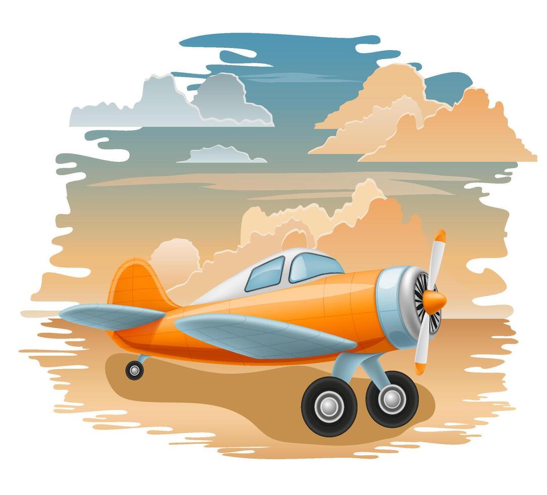 vintage airplane old plane illustration illustration isolated on background vector