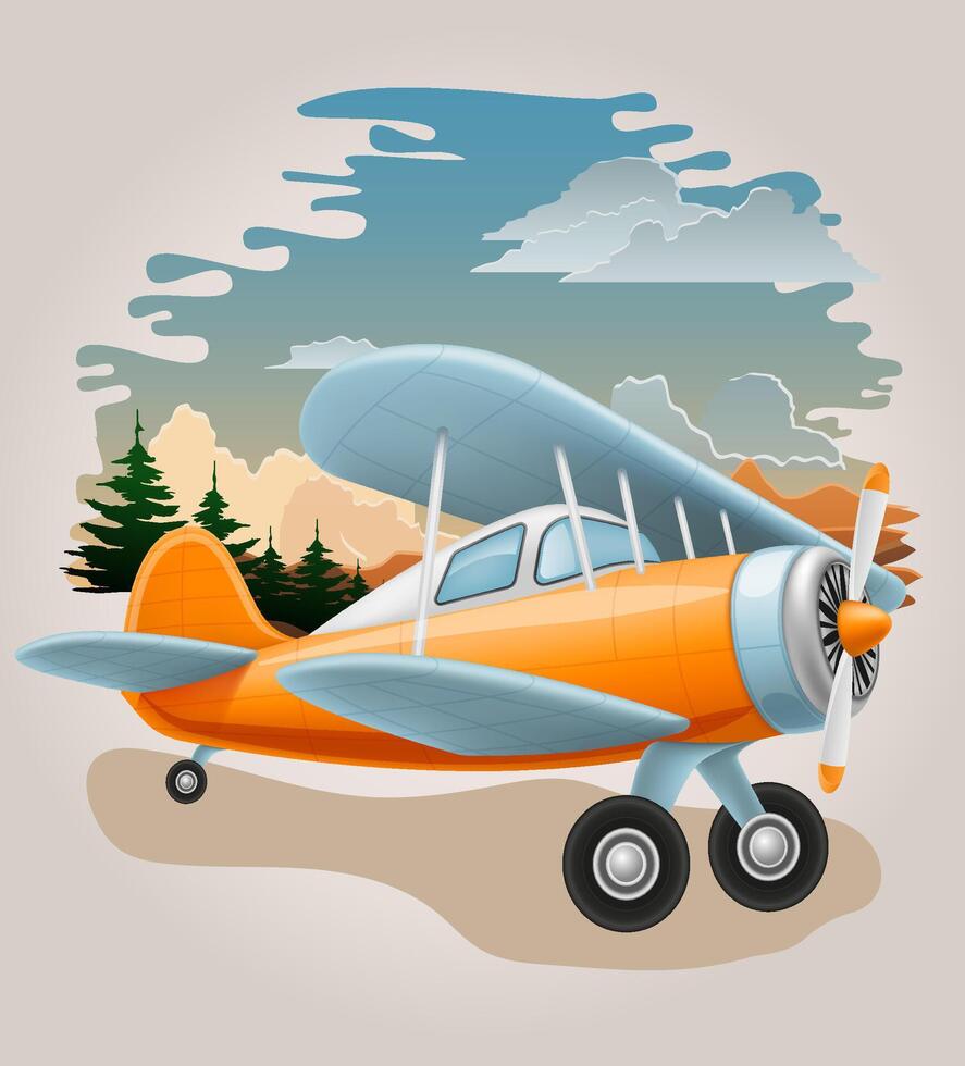 retro aircraft vintage airplane old plane illustration illustration vector