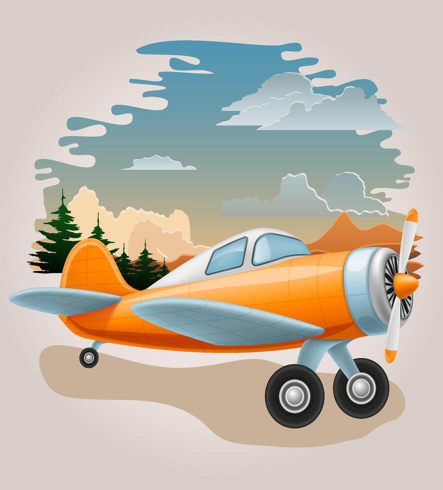 aircraft vintage airplane old plane illustration illustration isolated on background vector