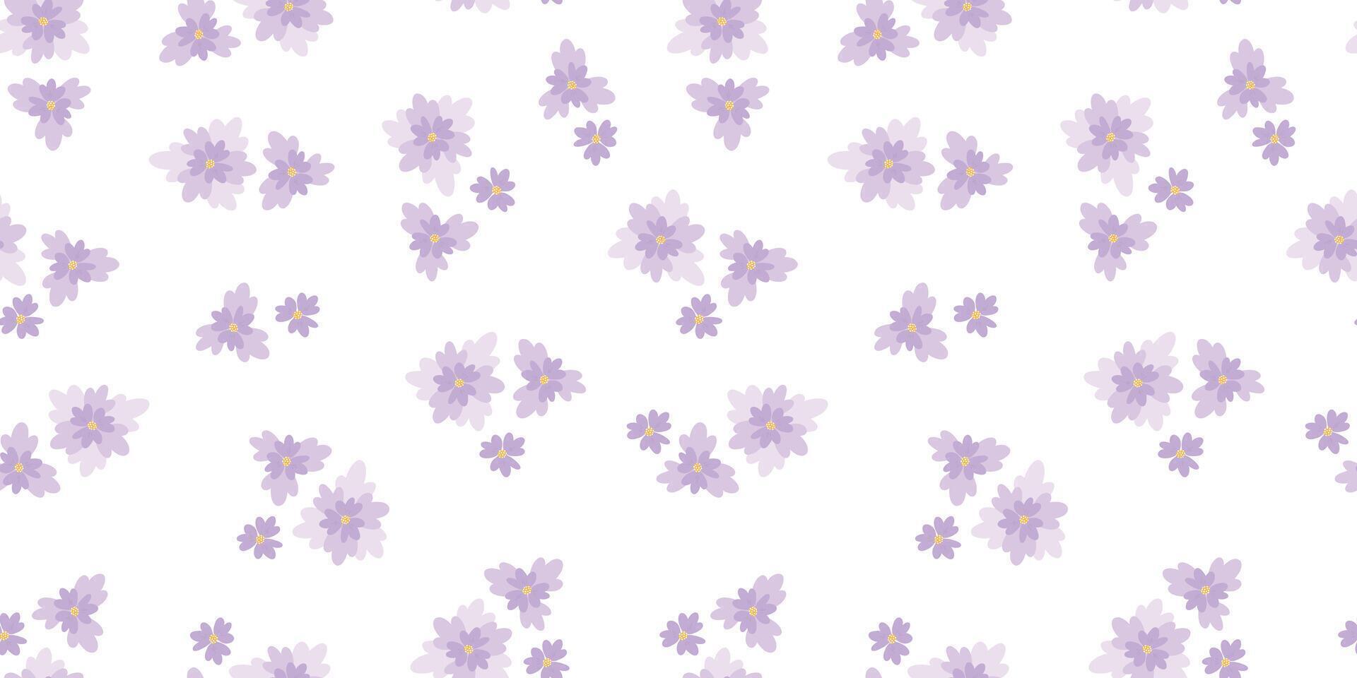 Purple flowers seamless pattern for nursery prints, backgrounds, wallpaper, stationery, bedding, apparel, wrapping paper, etc. EPS 10 vector