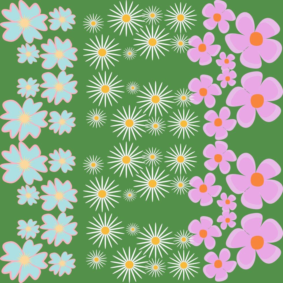 Hand drawn flowers Set. Seamless patterns with floral for fabric, textiles. Floral abstract shape doodle art design for print, wallpaper, clipart vector