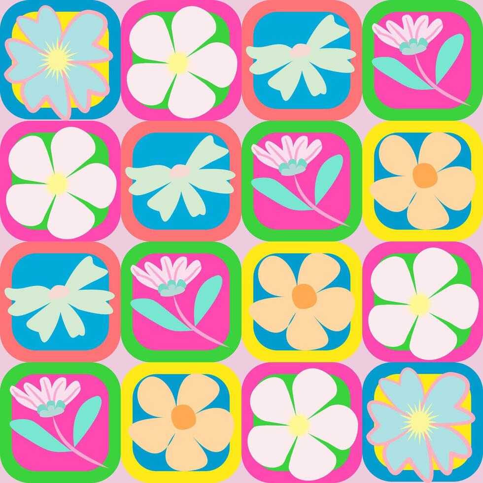Spring flowers set hand draw colorful vector