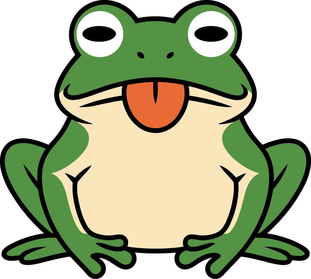 Funny Frog Cartoon Sitting with Tongue Out vector