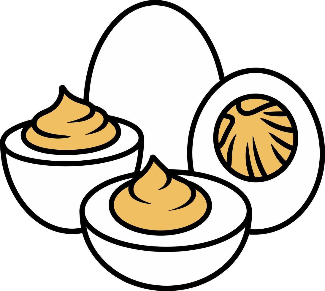 Deviled Eggs Clipart with Yolk Filling and Whole Egg vector