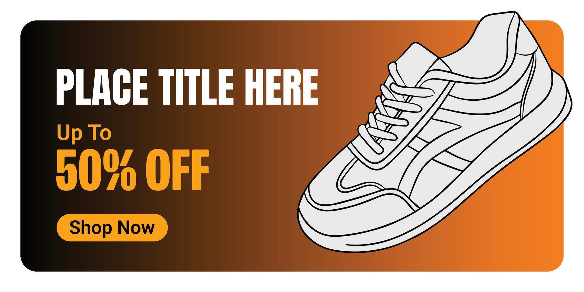 Creative banner for sneaker brand. Sneakers abstract background, realistic style. Shoes sale for social media post. Shoe on sale slider for e-commerce, websites or social media. Readymade design. vector