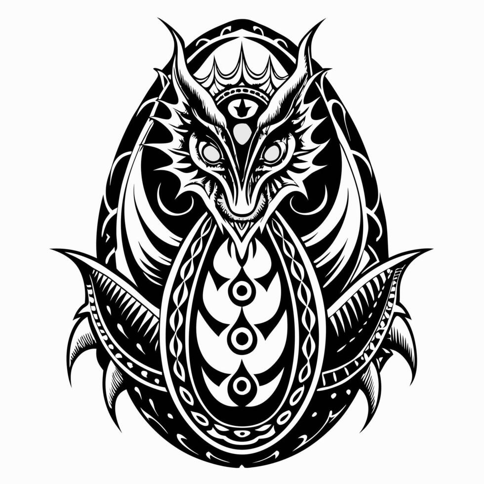 Intricate Black and White Dragon DesignTattoo Inspiration with Detailed Patterns vector