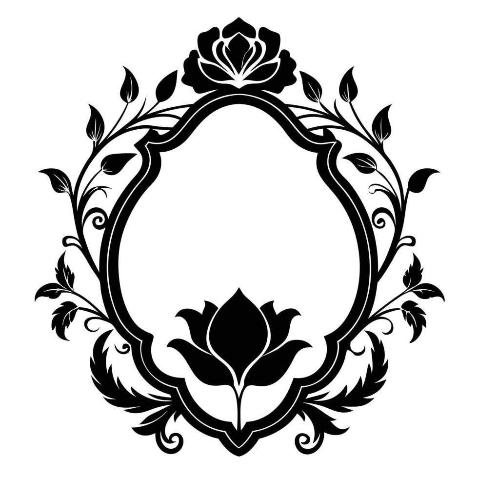 Ornate floral frame with intricate rose and leaf design vector