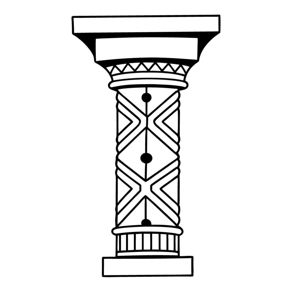 Intricately designed architectural column with geometric patterns vector
