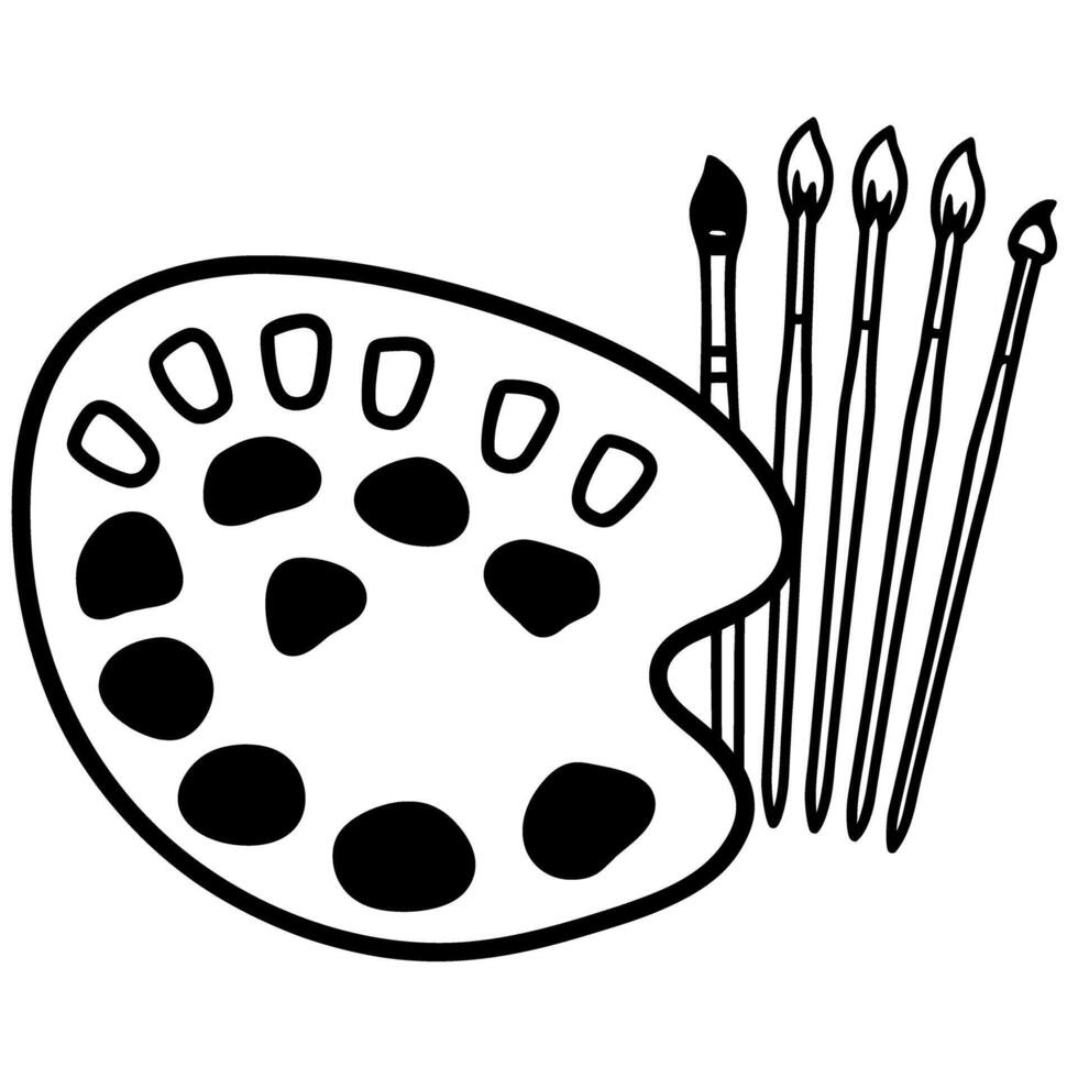 artist paint palette and brushes creative tools for painting, sketching, and artistic expression vector