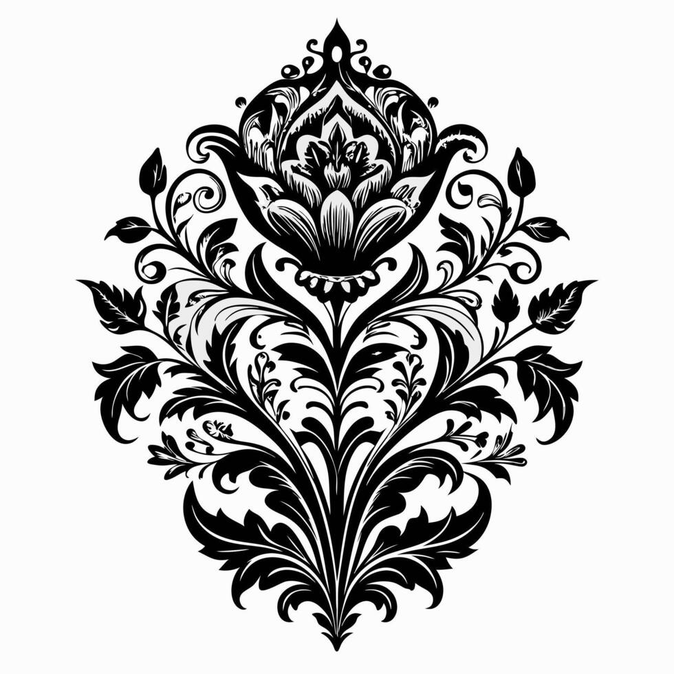 Ornate floral design with intricate black and white symmetrical patterns vector