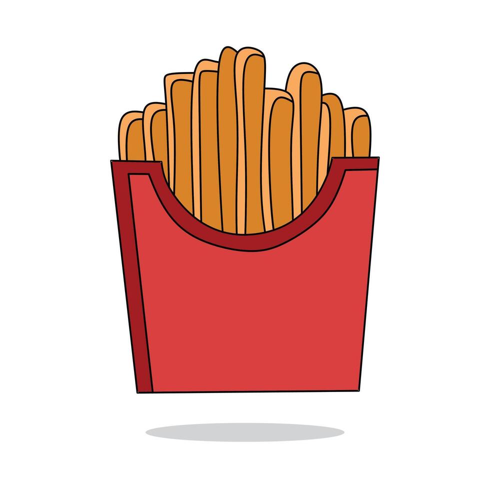 Cartoon Illustration of French Fries in Red Container on White Background vector