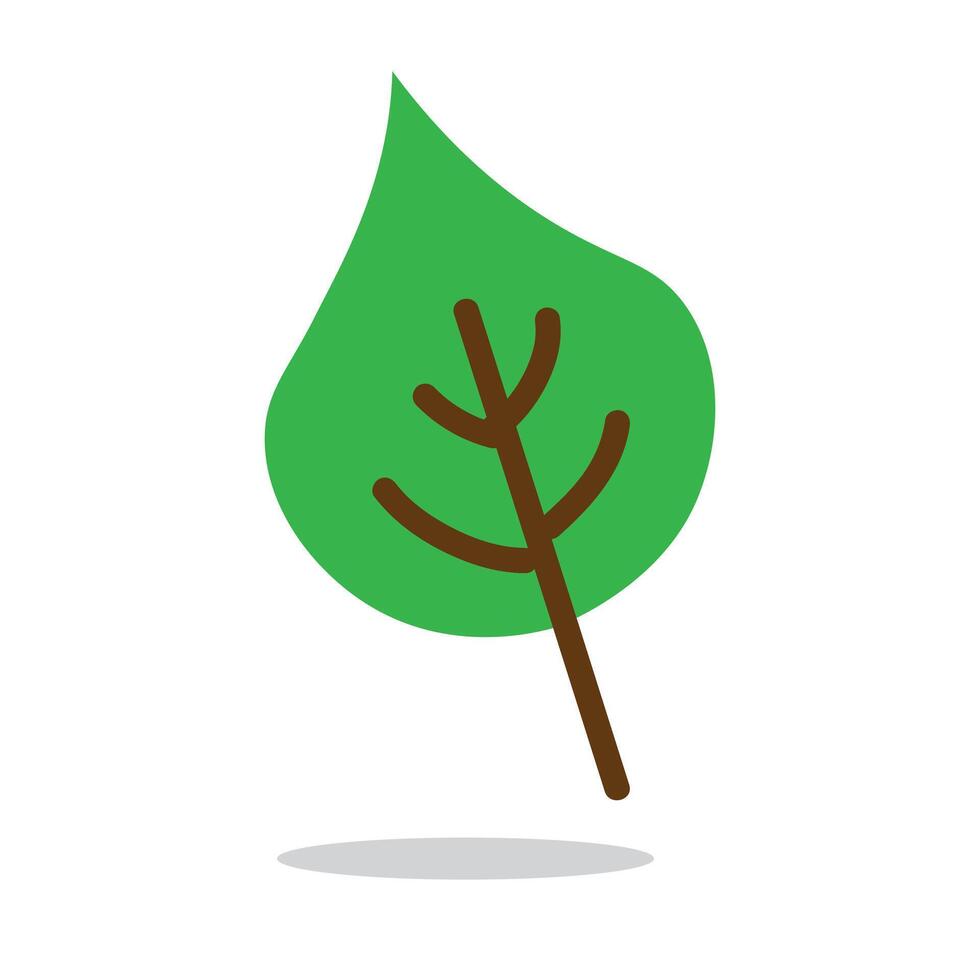 illustration of a single green leaf with a cartoonish design style, emphasizing simplicity, nature, and eco-friendly themes, ideal for environmental or botanical concepts. vector