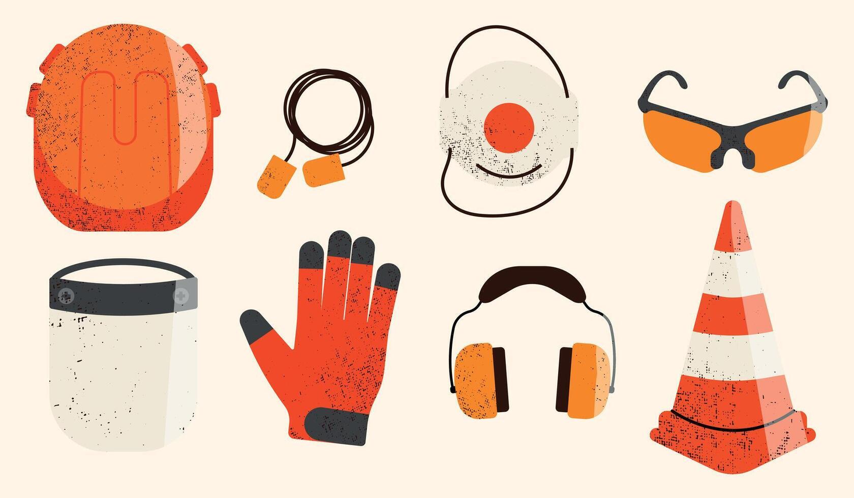 Illustrations of Work Personal Protective Equipments. Worker Safety Gear Illustrations. vector