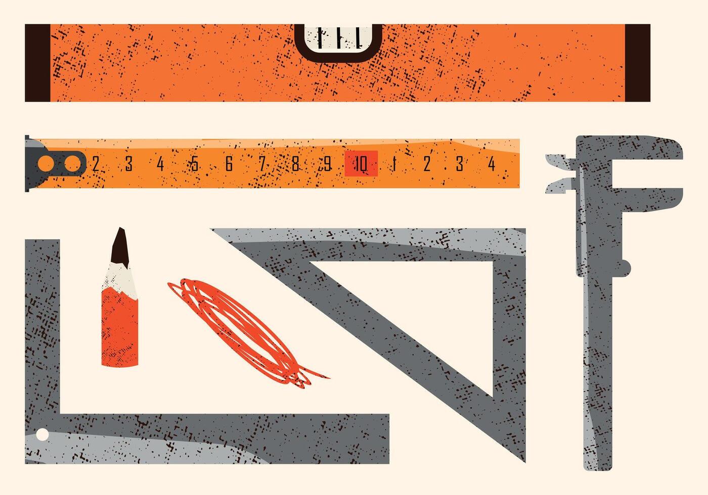 Set of Measuring Tools. Construction Equipment. Building Instruments. vector