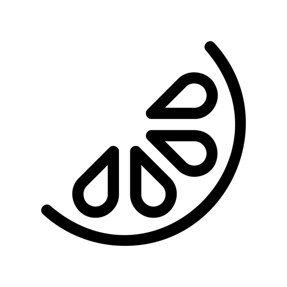 a black and white line drawing of a slice of fruit vector