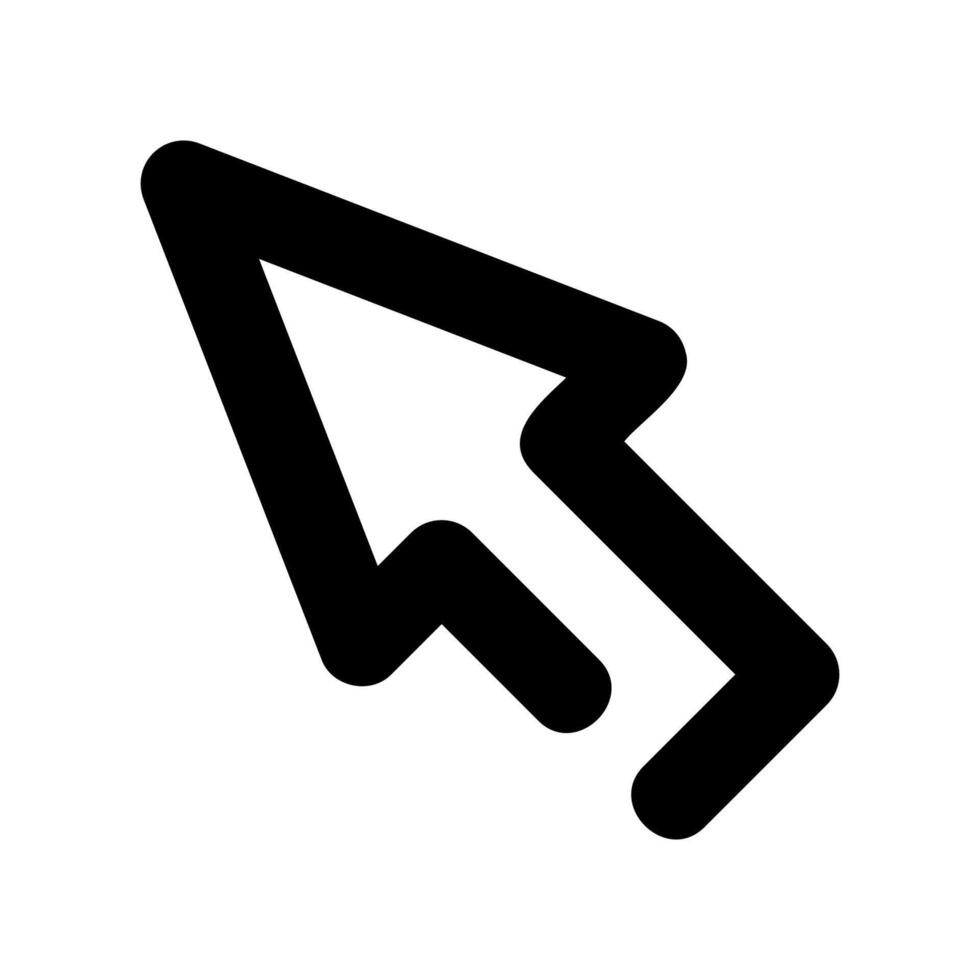 Standard black outline computer mouse cursor pointing diagonally up left vector