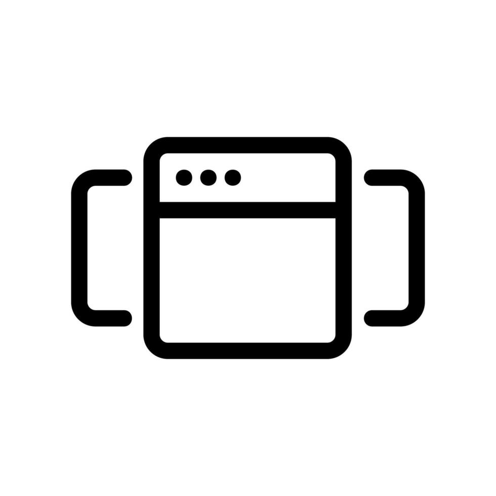 Simple black outline browser window icon enclosed within square brackets symbol vector