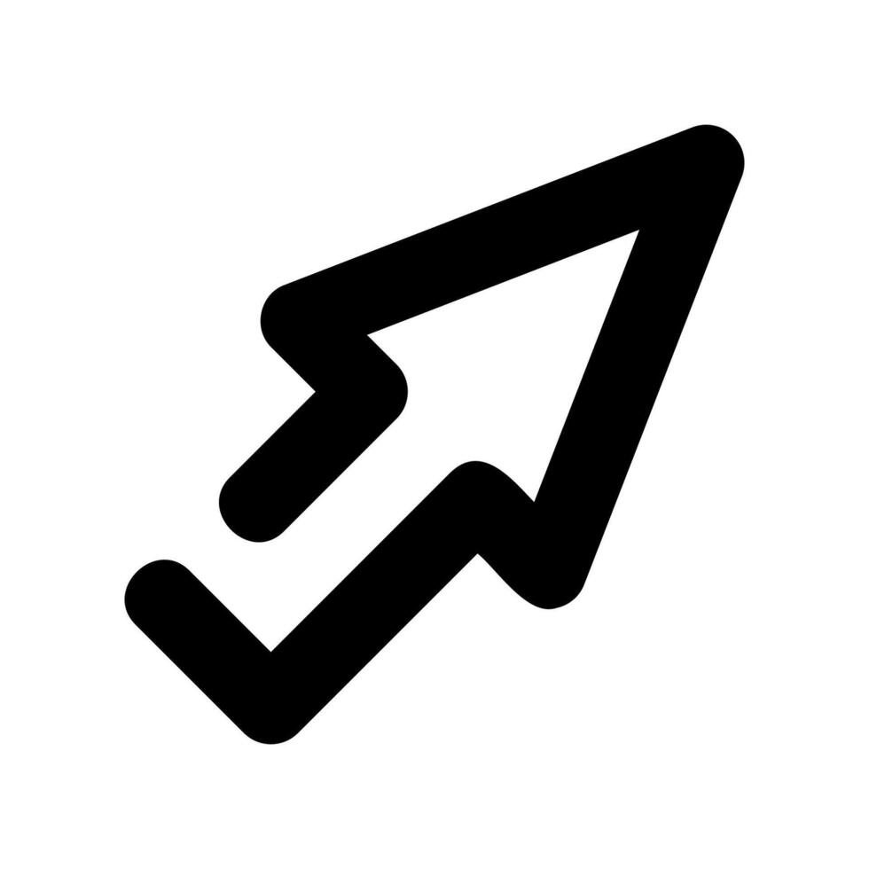 Standard black outline computer mouse cursor pointing diagonally up right vector