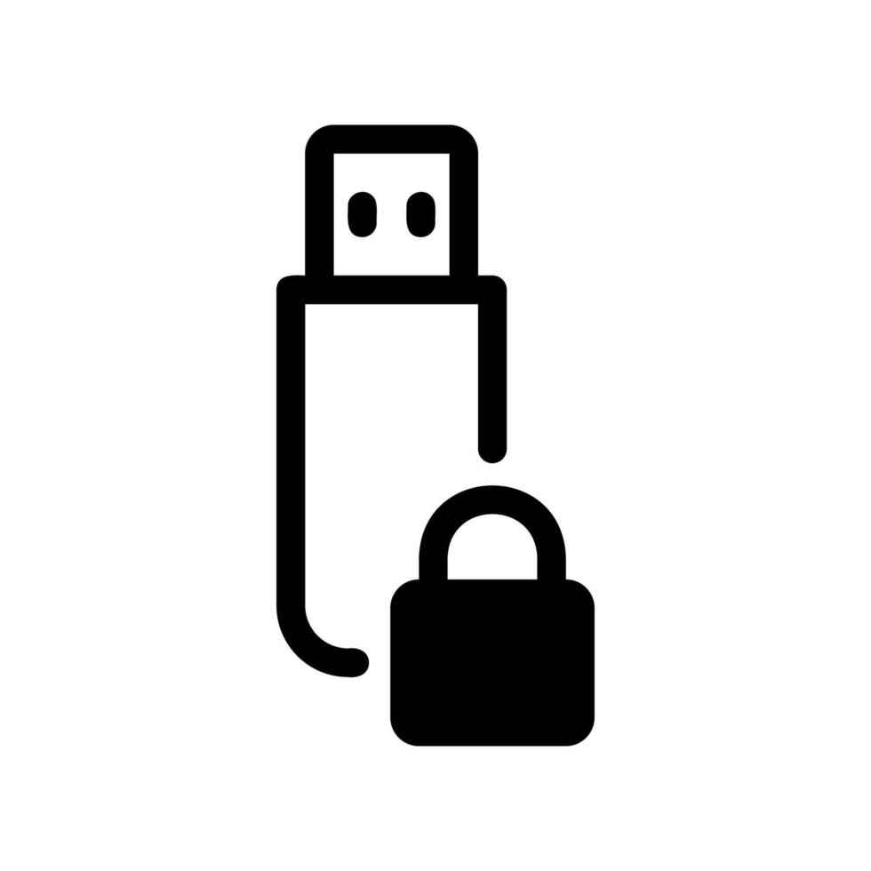 Secure USB flash drive icon with a padlock indicating data encryption vector