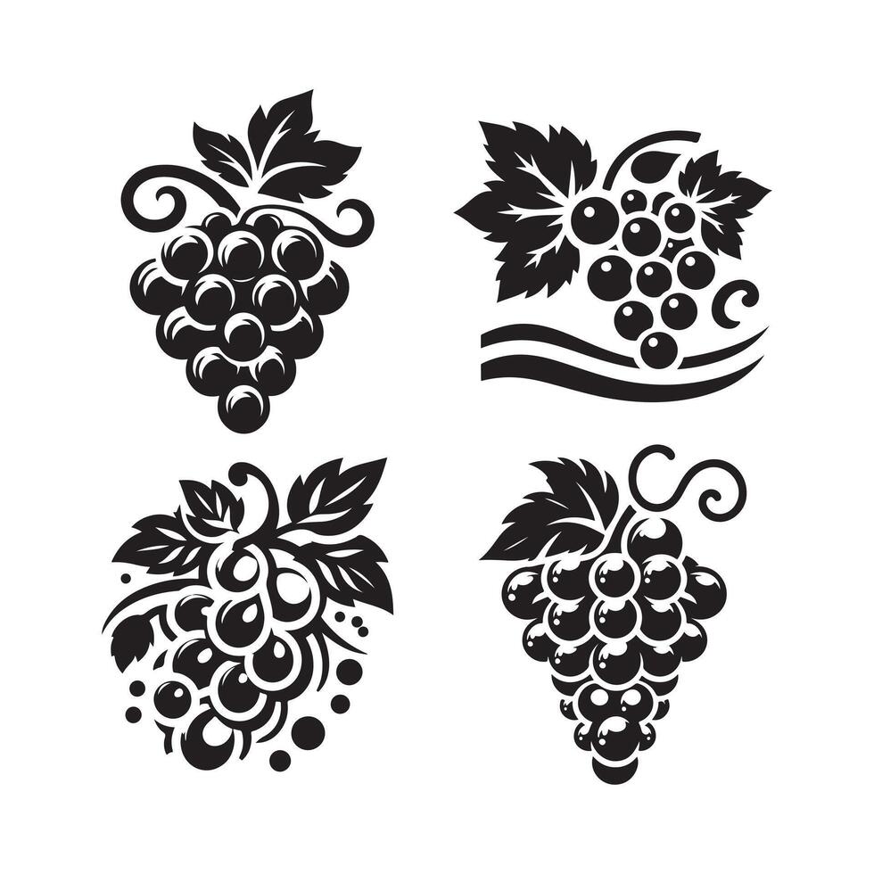 Elegant Grapes Silhouette for Invitations vector