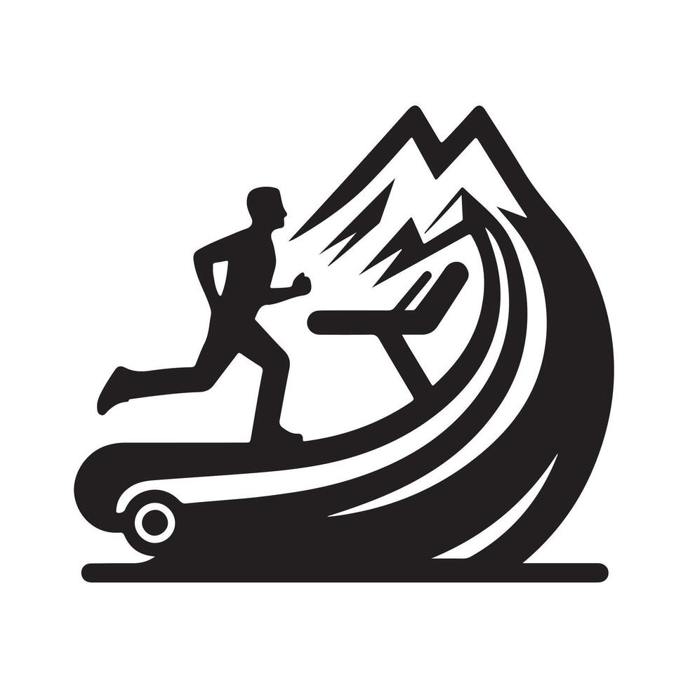 Modern Treadmill Silhouette Design vector