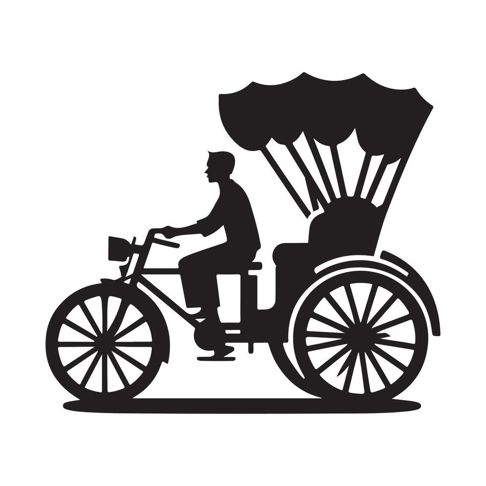 Street Rickshaw Silhouette Illustration vector