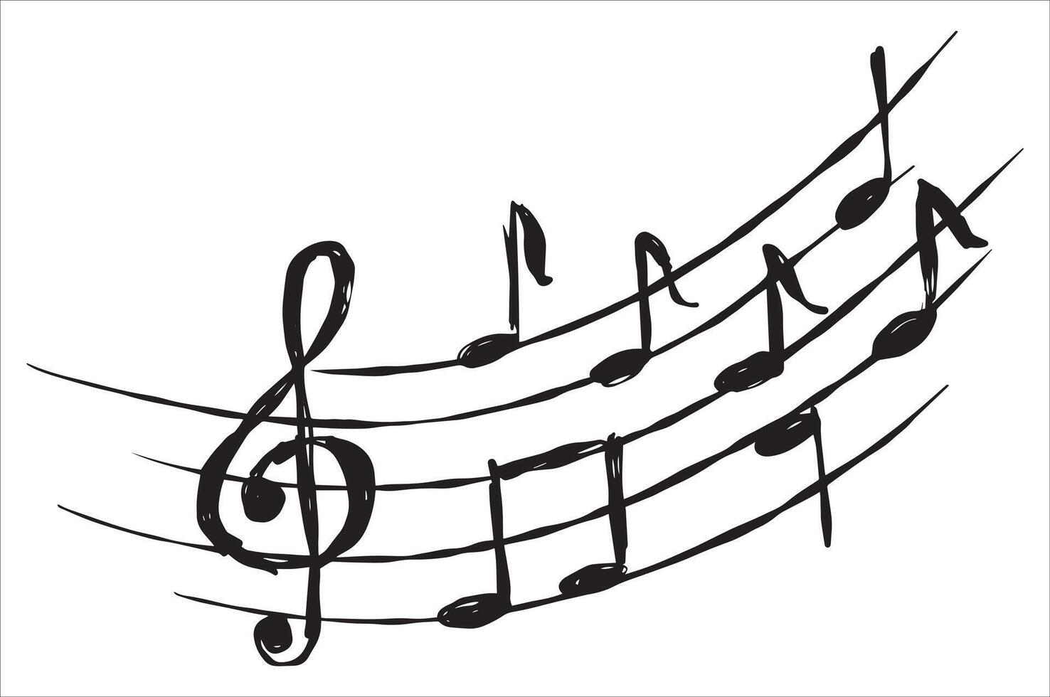 Music note. Simple sound sheet drawing. Black and white doodle tone and music key. Musical sketch design. Creative retro musical song vector