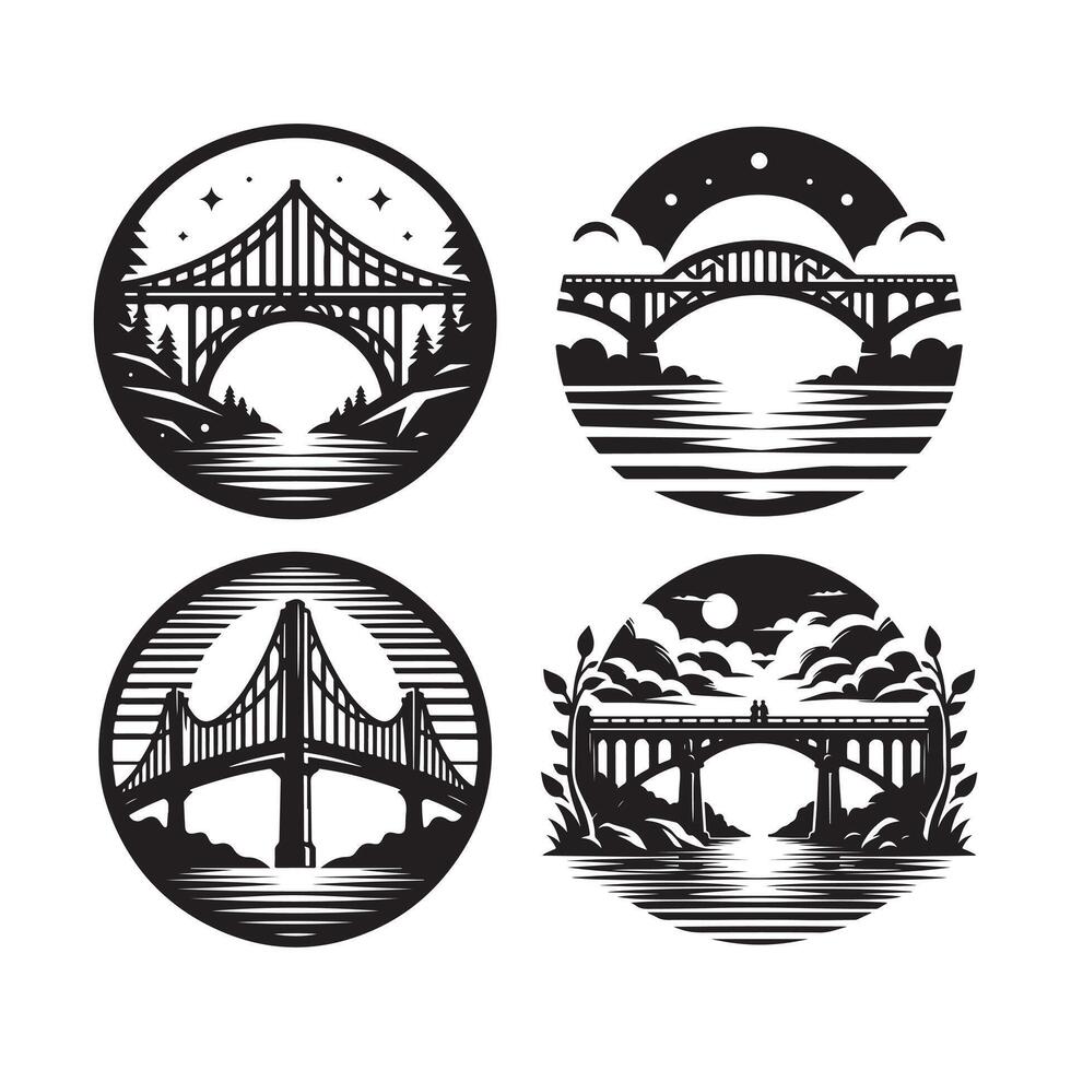 Elegant Beam Bridge Silhouette for Print vector
