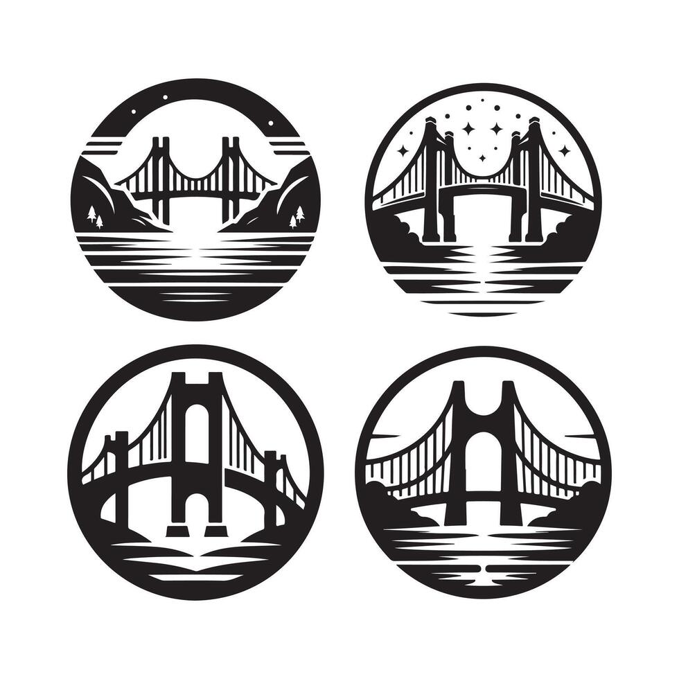 Minimalist Stone Bridge Silhouette Graphic vector