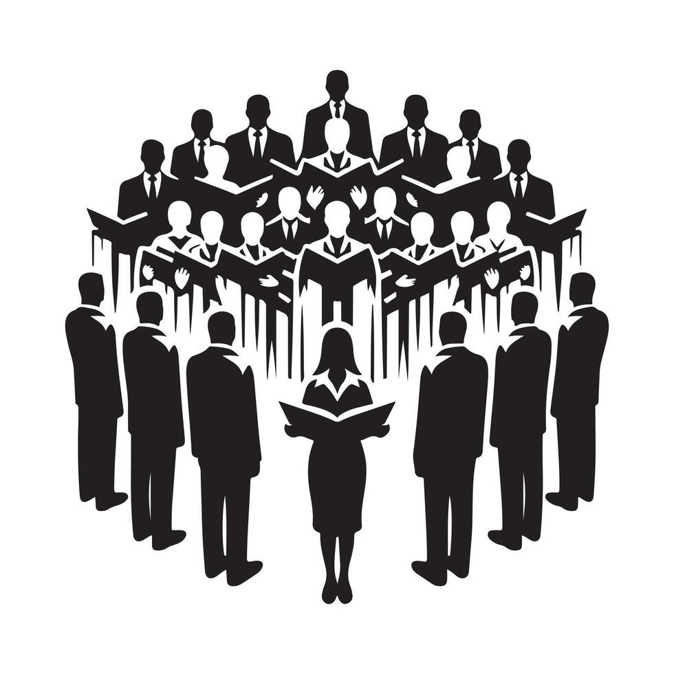 Modern Choir and Special Guests Silhouette vector