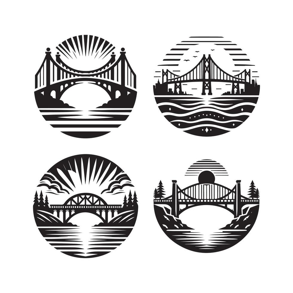 Beam Bridge Silhouette for Creative Projects vector