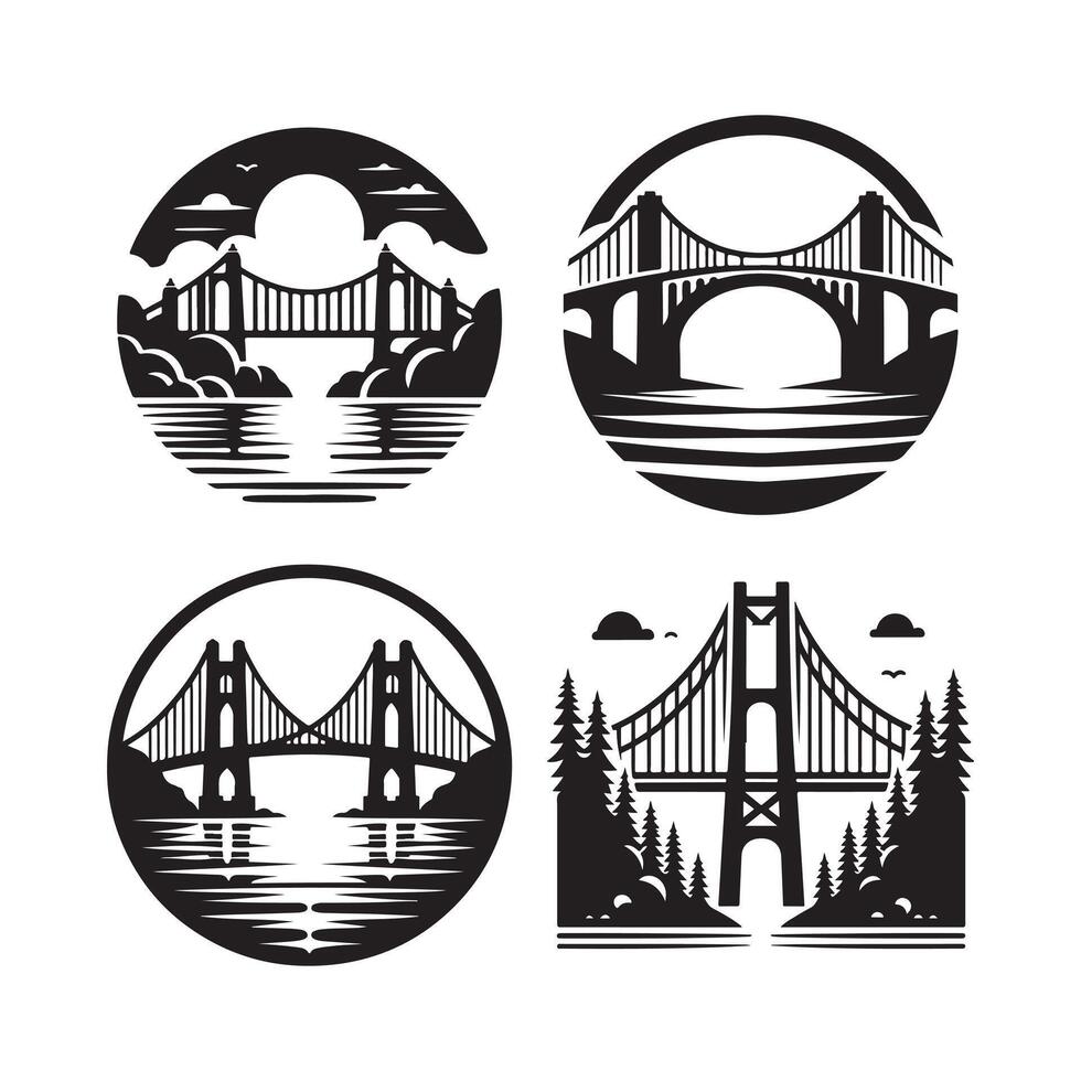 Simple Stone Bridge Silhouette Design vector