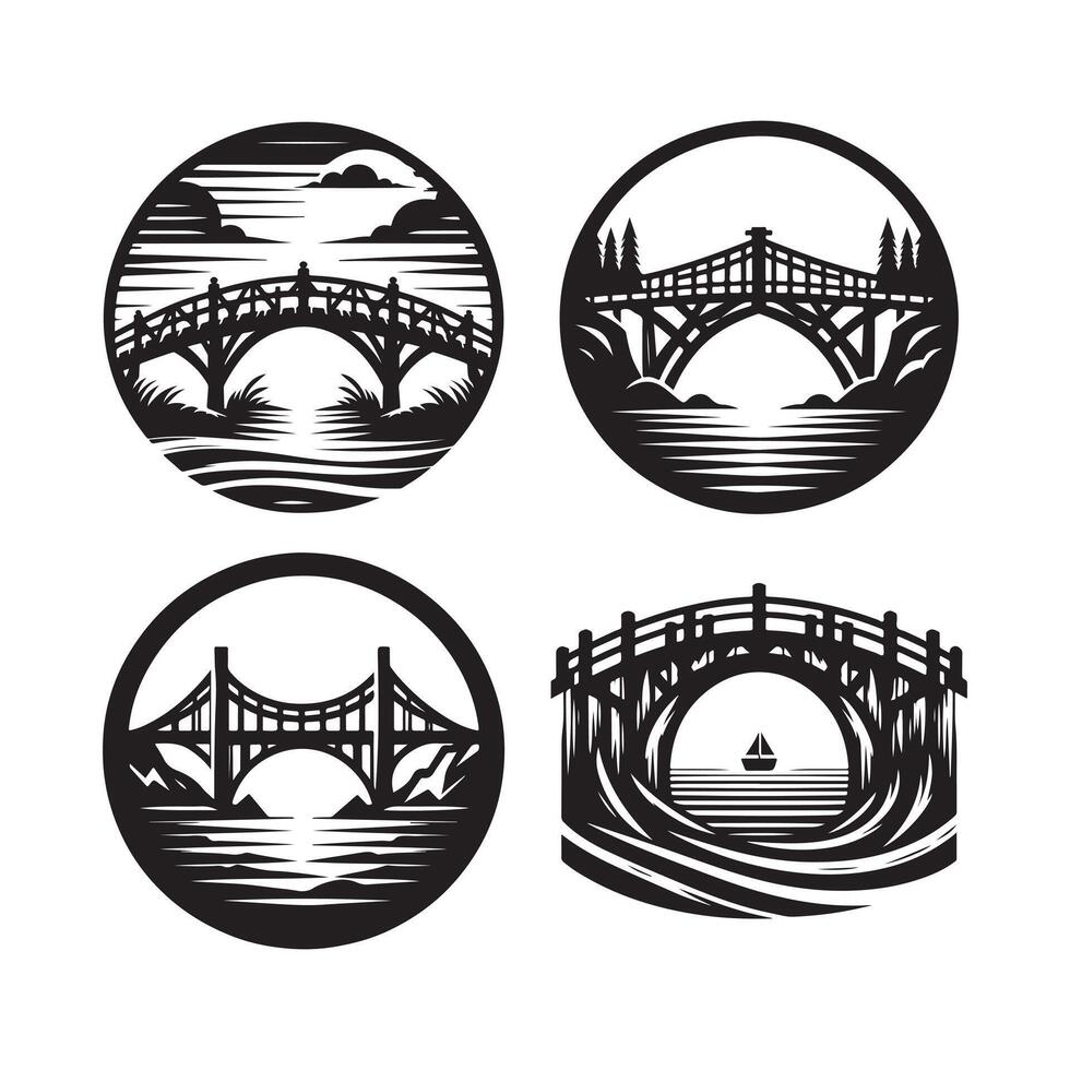 High Quality Wooden Bridge Silhouette for Websites vector