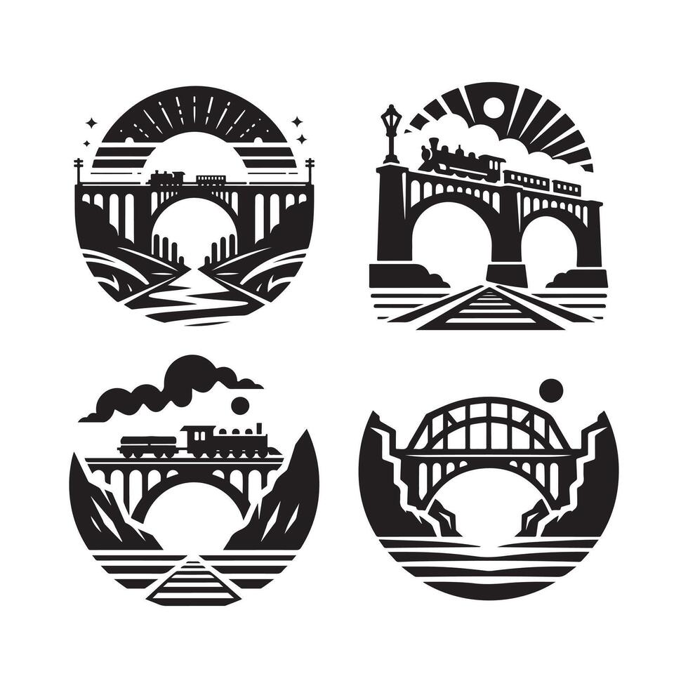 Railway Bridge Silhouette for Art Projects vector